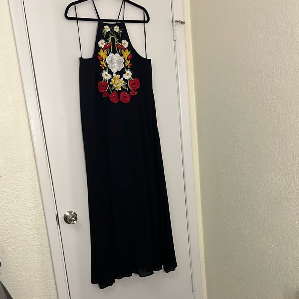 Gianni Bini Black Dress with Flower Appliqué